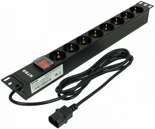 

Блок розеток 19", 8 розеток NTSS NTSS-PDU-DA1017 1U, алюминий, 1ф10A, 2.73кВт, (8) Schuko, выкл. с подсв.и крыш., 2м каб., вх. С14, NTSS-PDU-DA1017