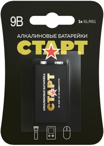 Изображение товара Батарейка 9 В Крона 6LR61 Алкалиновая
