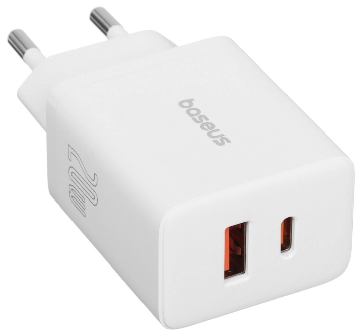 

Зарядное устройство сетевое Baseus Cube P10111403213-00 USB-C+USB-A 20W EU, Moon White, Cube