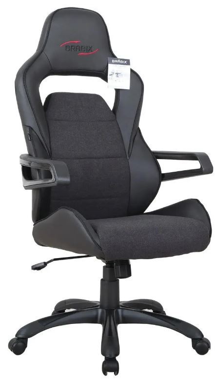 

Кресло игровое Brabix Nitro GM-001 531817 на колесиках, эко.кожа/ткань, черный/черный, Nitro GM-001