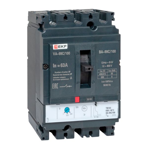 фото Автоматический выключатель в литом корпусе  EKF mccb99C-100-63