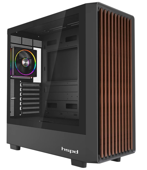 Корпус eATX HSPD F760 без БП, боковая панель из закалённого стекла, USB 3.0, USB Type-C