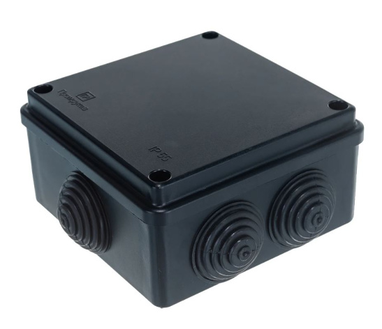 Изображение товара Распределительная коробка Промрукав 40-0300-9005 100x100x50 мм 6 вводов черная