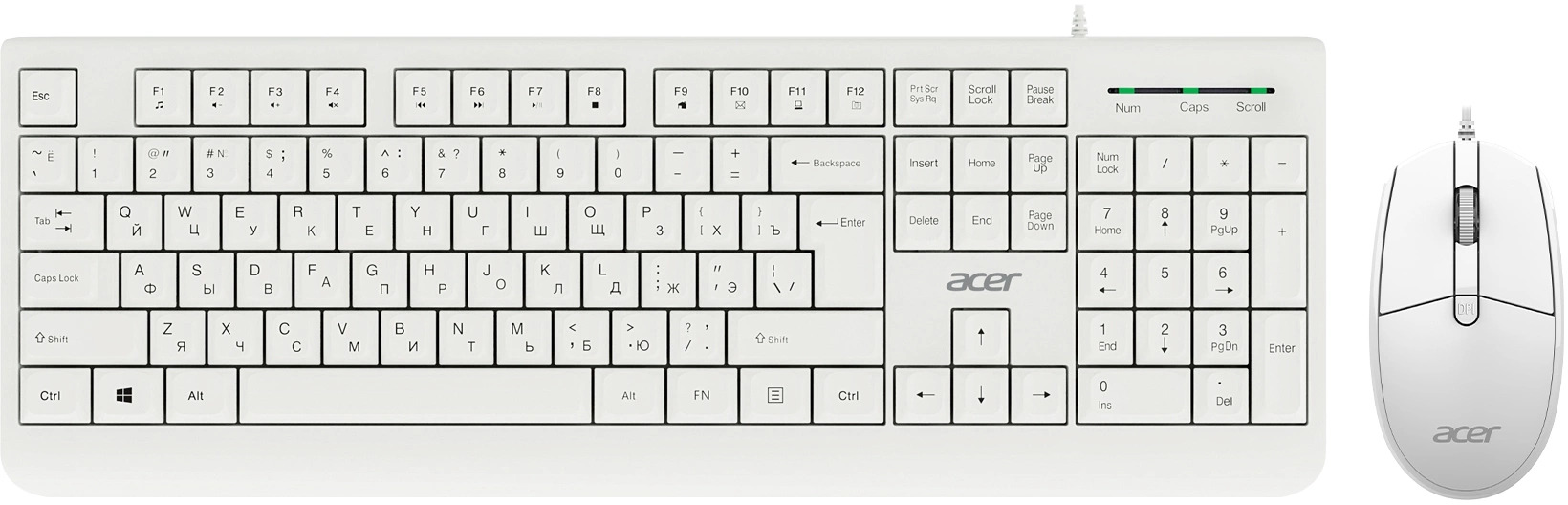 

Клавиатура и мышь Acer OCC400 ZL.ACCCC.014 белые USB (2076707), OCC400