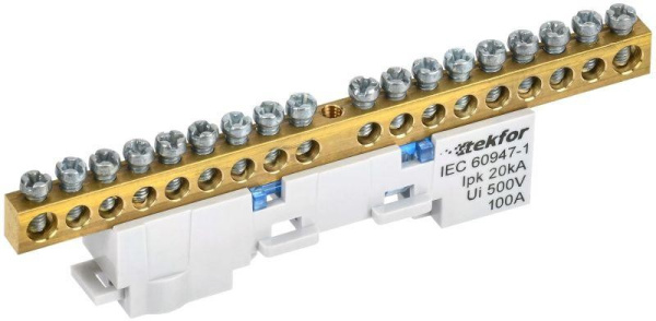 Изображение товара Шина для соединений IEK TF-NN10-18-DL-K07 DIN-рейка 100 А 16 мм²