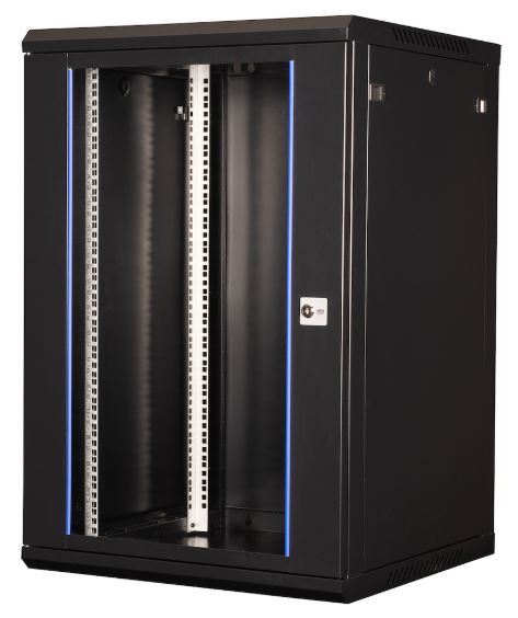 

Шкаф настенный 19", 18U Datarex DR-635101 телекоммуникационный 901X600х600 мм, дверь стекло,черный, DR-635101