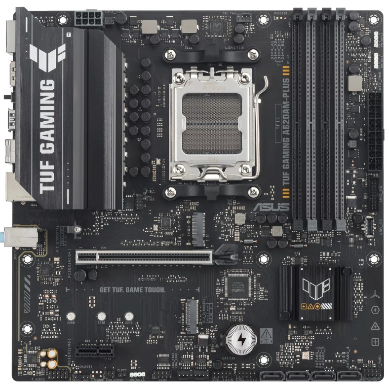

Материнская плата mATX ASUS TUF GAMING A620AM-PLUS (AM5, AMD A620A, 4*DDR5, 2*PCIe, 4*SATA, 2*M.2, 4*USB 2.0, HDMI, 2*DP), TUF GAMING A620AM-PLUS