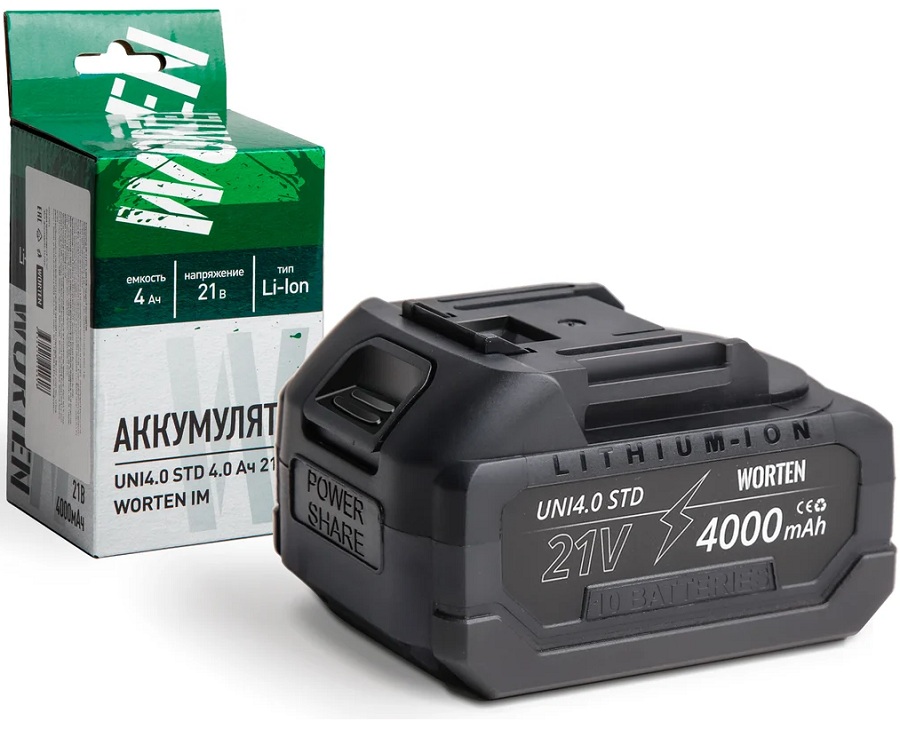 

Аккумулятор WORTEN UNI4.0 STD КА-90000502 4.0Ач 21В, UNI4.0 STD