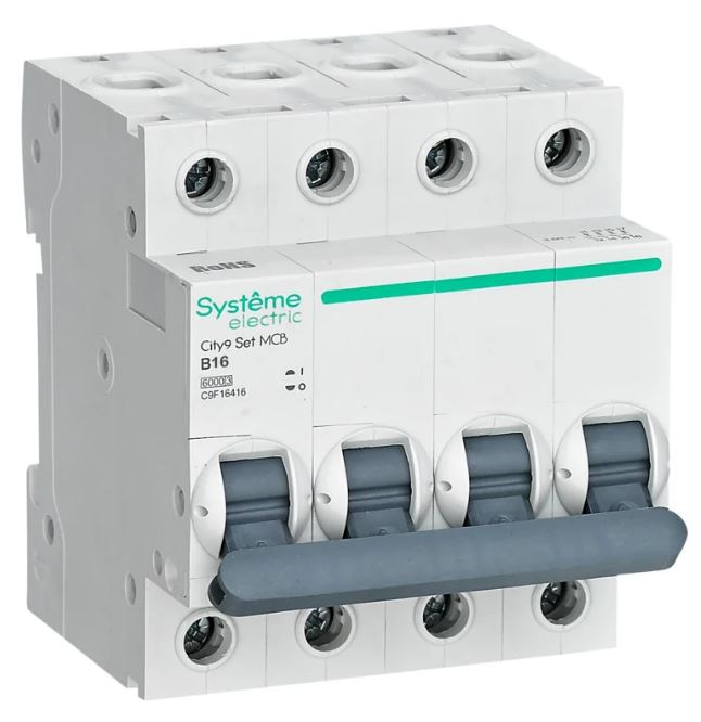 

Автоматический выключатель Systeme Electric C9F16416 City9 Set B 16А 4P 6kA 400В, C9F16416