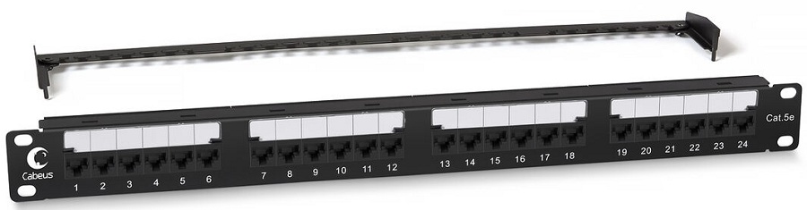 Патч-панель Cabeus PL2-24-CAT.5E-DUAL 19" 1U 24xRJ45 кат.5E UTP