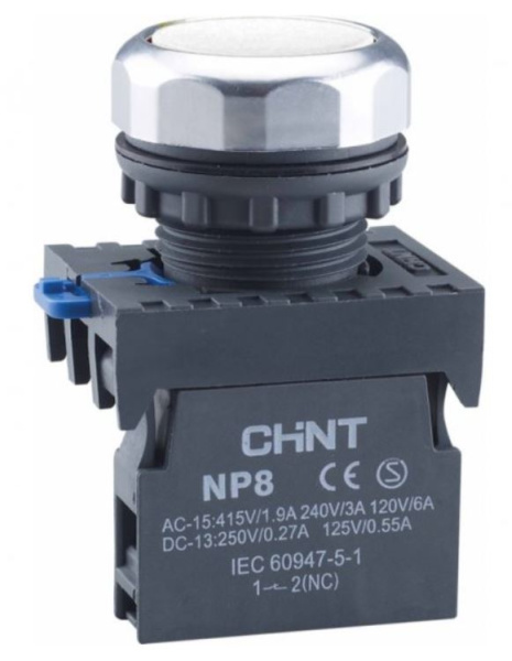 Изображение товара Кнопка управления NP8-10BN/1 CHINT без подсветки IP65 22 мм