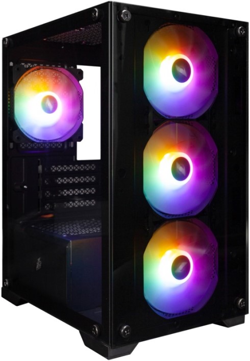 

Корпус mATX 1STPLAYER X2-M-BK-4F1 без БП, боковая панель из закалённого стекла, USB 2.0, USB 3.0, X2-M-BK-4F1
