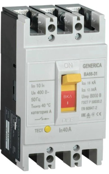 Изображение товара Автоматический выключатель в литом корпусе GENERICA SAV10-3-0040-G