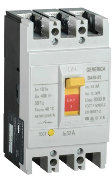 Изображение товара Автоматический выключатель в литом корпусе GENERICA SAV10-3-0032-G