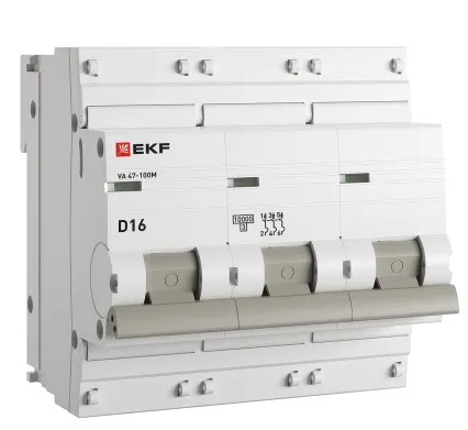 

Автоматический выключатель EKF mcb47100m-3-16D-pro 3P 16А (D) 10kA ВА 47-100M без теплового расцепителя PROxima, mcb47100m-3-16D-pro