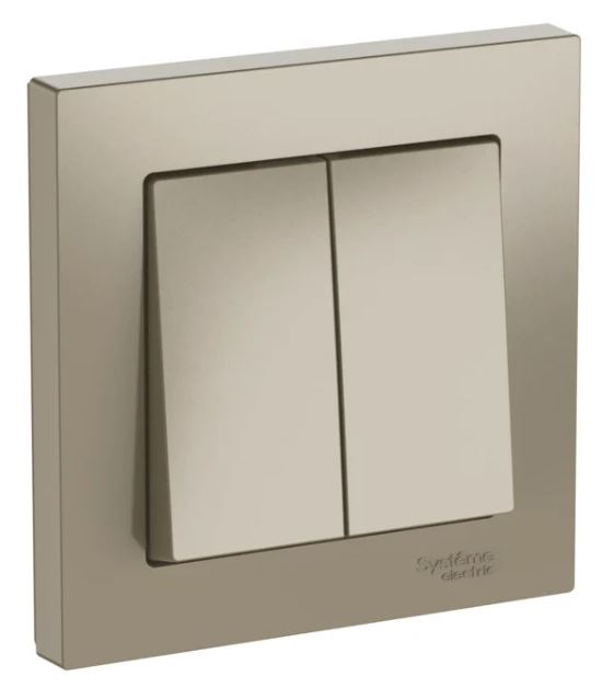 

Выключатель двухклавишный Systeme Electric ATN000552S ATLASDESIGN сх.5, 10АХ, в сборе, быстрозажим. клем., ШАМПАНЬ, ATN000552S