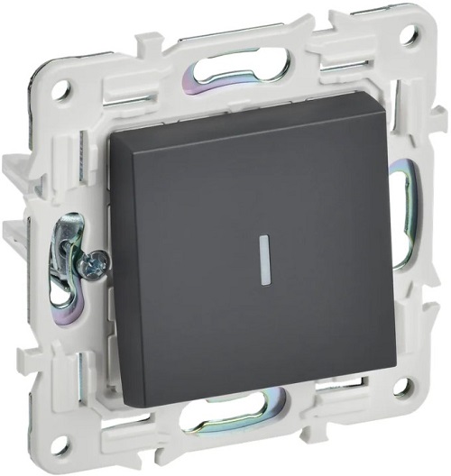 

Переключатель одноклавишный IEK SK-V12-1-10-K48 SKANDY с инд. 10А SK-V08T Титан, SK-V12-1-10-K48