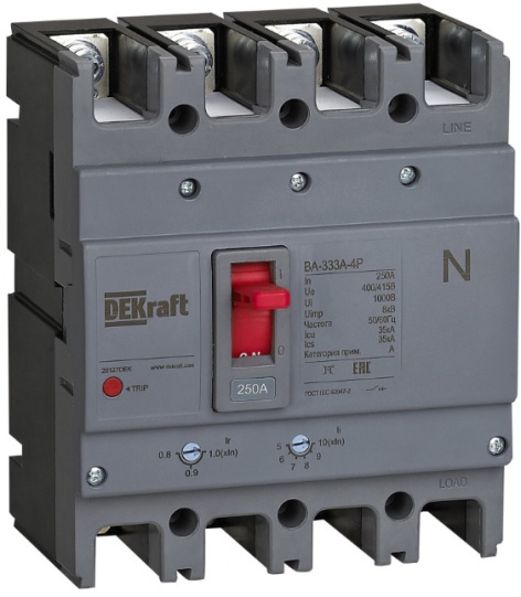 Изображение товара Автоматический выключатель в литом корпусе DEKraft 28124DEK для профессиональных сетей до 400 В
