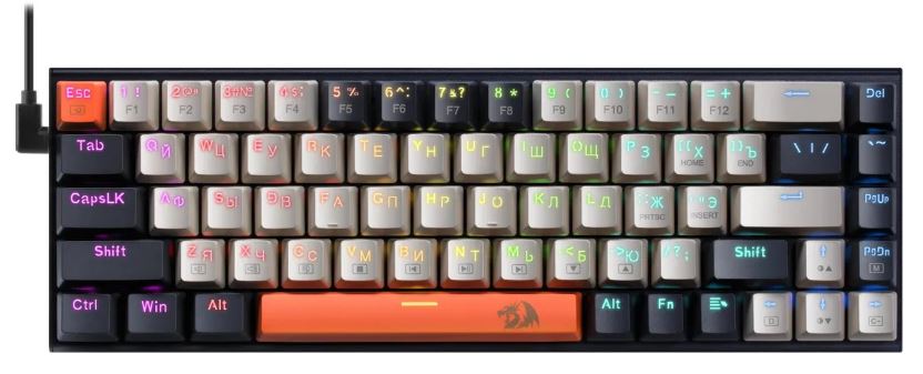 

Клавиатура проводная Redragon Ryze 71342 игровая механическая красные свичи, черная (1/10), Ryze