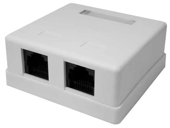 

Розетка настенная SUPRLAN 10-0309-1 накладная RJ45 2 кат.5E UTP белый, 10-0309-1