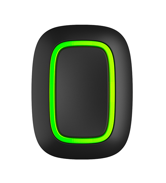 Кнопка AJAX Button 10314.26.BL1 черная, дальность связи с Hub до 1300 м на открытом пространстве, 868.7-869.2 МГц, до 20 мВт, IP54, CR2032/3В