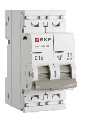 

Автоматический выключатель EKF M63MA6216C ВА 47-63N MA 2P 16А (C) 6кА без тепл. расцепит. PROXIMA, M63MA6216C