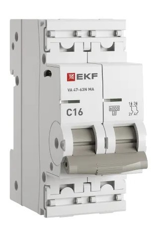 Изображение товара Автоматический выключатель EKF M63MA6216C IP20 16A 230V для DIN-рейки