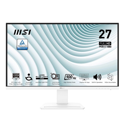 

Монитор 27" MSI PRO MP273AW 9S6-3PB4CH-217 1920x1080 LED, 16:9, IPS, 300cd, 1000:1, 1ms, 178/178, VGA, DP, HDMI, 100Hz, Speakers, tilt, VESA 75х75, wh, PRO MP273AW