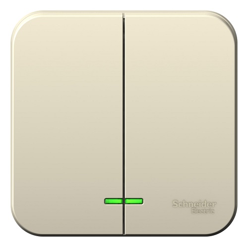 

Выключатель Schneider Electric BLNVA105112 2-клавишный с подсветкой 10А, 250B, изолир. пластина Молочный наруж, BLNVA105112