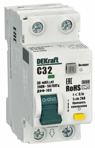 Изображение товара Автомат DEKraft 16458DEK автоматическое выключение защиты электрооборудования
