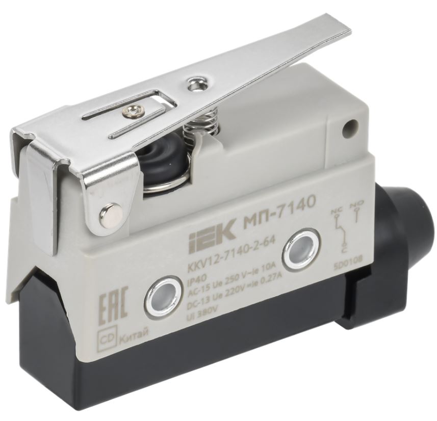 

Микропереключатель концевой IEK KKV12-7140-2-64 МП-7140 укороченный рычаг IP40, KKV12-7140-2-64