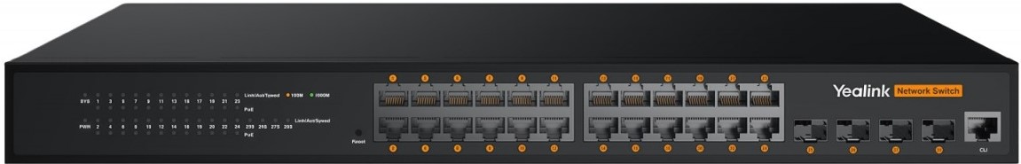 

Коммутатор Yealink RCH240 PoE/PoE+ 370Вт, 24 порта PoE GE, AMS - 2 года, RCH240