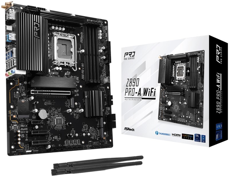 

Материнская плата ATX ASRock Z890 PRO-A WIFI (LGA1851, Z890, 4*DDR5 (9066), 4*SATA, 4*M.2, 4*USB 3.2, 4*USB 2.0, USB Type-C, PCIe x16, 2*PCIe x4, HDMI, Z890 PRO-A WIFI