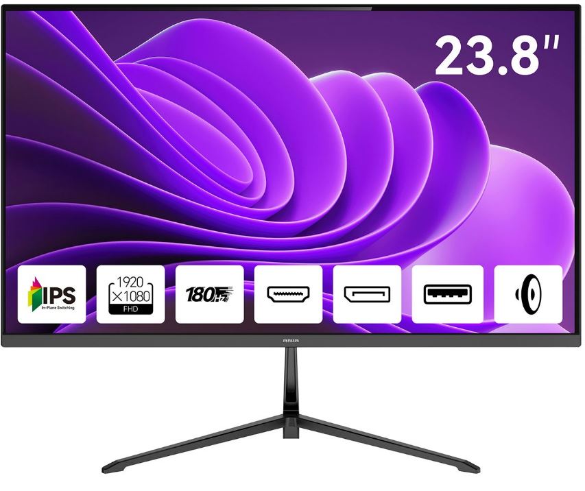 

Монитор 23,8" AIWA MD2410 1920*1080, IPS, 300cd, 1000:1, 1ms, 178гр/178гр, HDMI, DP, 180Hz, Spk, black, MD2410