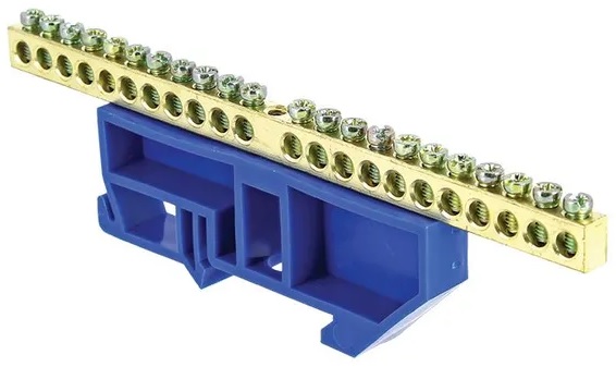 

Шина EKF sn0-63-22-d "0" N (6x9мм) 22 отв. латунь синий изолятор на DIN-рейку, sn0-63-22-d