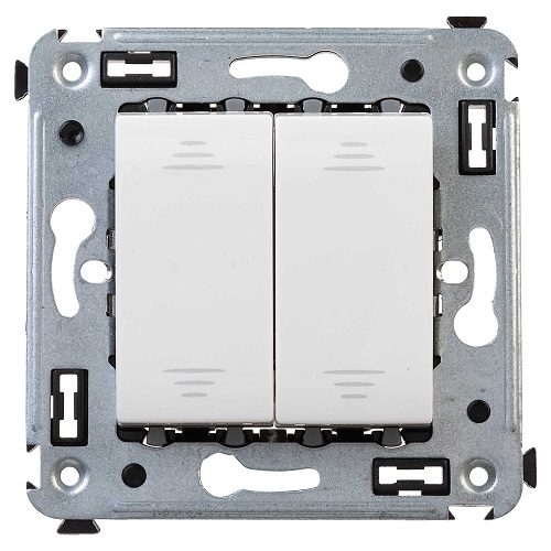 

Выключатель DKC 4400104 в стену, двухклавишный, "Белое облако", "Avanti", 4400104
