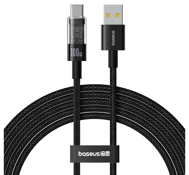 

Кабель Baseus P10373002111-01 Gem Fast-Charging Data Cable USB to USB-C 100W 2m Cluster Black, P10373002111-01