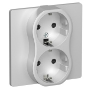 фото Розетка двухместная с заземлением  IEK FI-R24C-16-1-K47