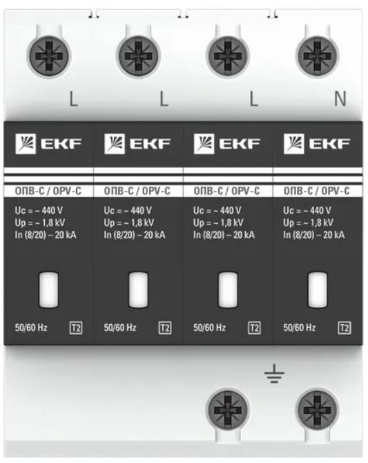 

Ограничитель импульсных перенапряжений EKF opv-c4 ОПВ-C/4P In 20кА 440В с сигн., opv-c4