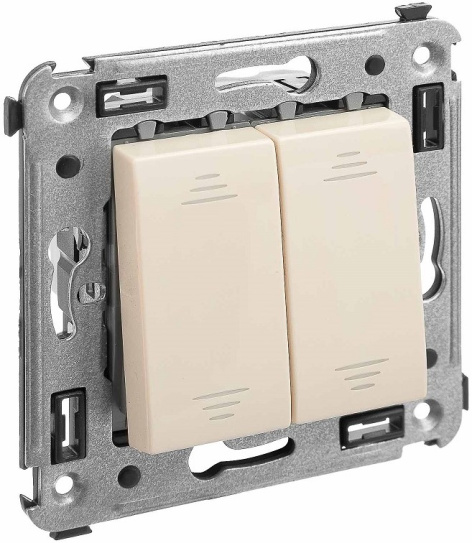 Изображение товара Выключатель DKC 4405124 двухклавишный для установки в подрозеточные коробки