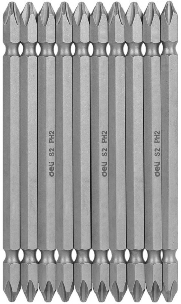 Изображение товара Набор двухсторонних бит Deli DL6903 10 шт для шуруповертов и отверток