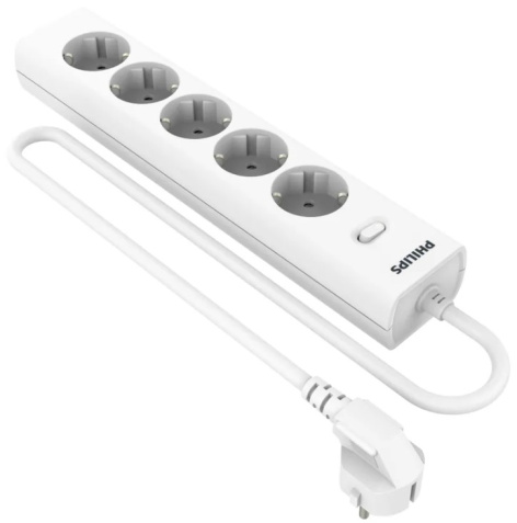 Изображение товара Сетевой фильтр удлинитель Philips CHP2155WA/51 с защитой и 5 розетками