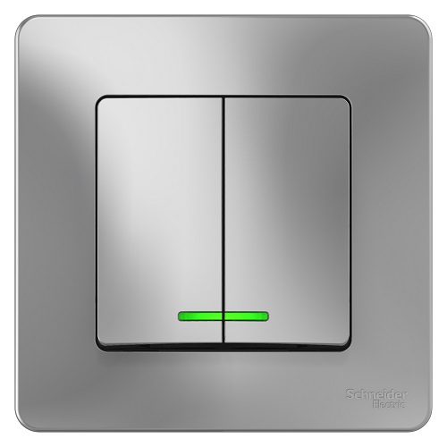 

Выключатель Schneider Electric BLNVS010513 2-клавишный с подсветкой, 10А, 250B Алюминий внутр (кратно 10 шт), BLNVS010513