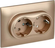 фото Розетка двухместная с заземлением в сборе  IEK SK-R21-16-K98-F