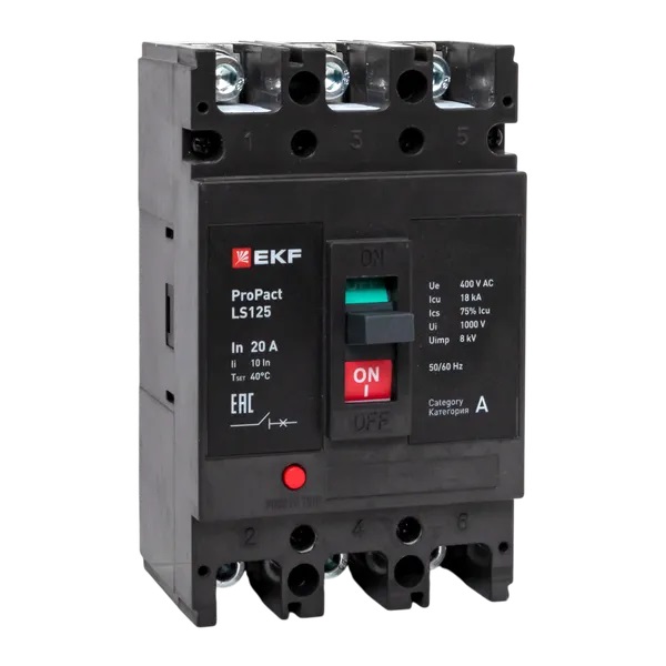 

Автоматический выключатель в литом корпусе EKF mccb-125-18-3-32-ls LS125 18кА 3P 32А ProPact, mccb-125-18-3-32-ls