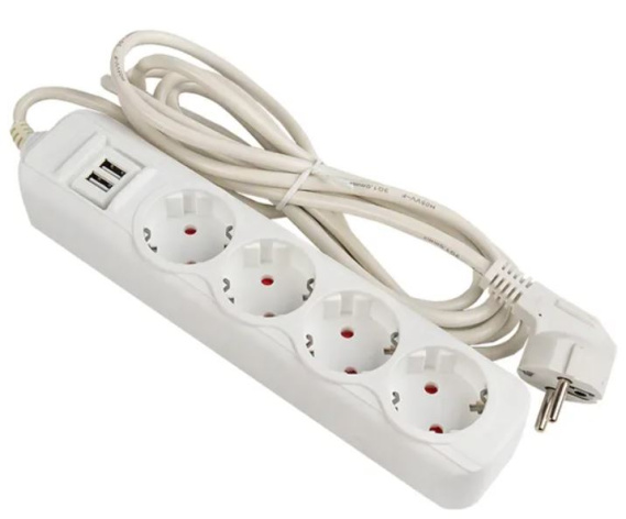 Изображение товара Удлинитель EKF UBA16-2USB-4-05i с USB и защитой от перенапряжения