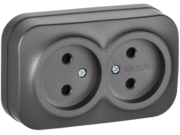 Изображение товара IEK GLORY ERH20-K46M-10 - двухместная розетка без заземления, IP20