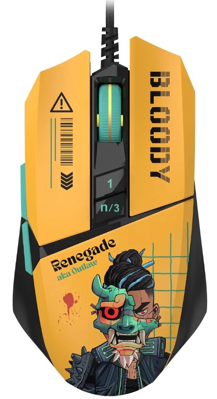 

Мышь A4Tech Bloody W63 Max Renegade W63 MAX yellow игровая, оптическая, 12000dpi, желтая/рисунок 2000345, Bloody W63 Max Renegade