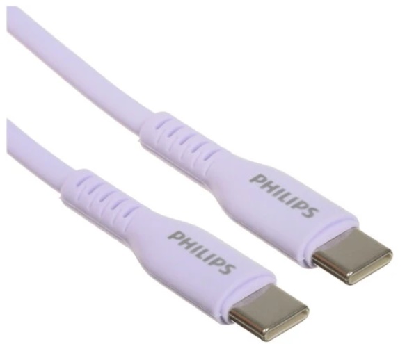 

Кабель интерфейсный Philips DLC8601P/74 силиконовый USB C - USB C 60W 1.2м фиолетовый, DLC8601P/74