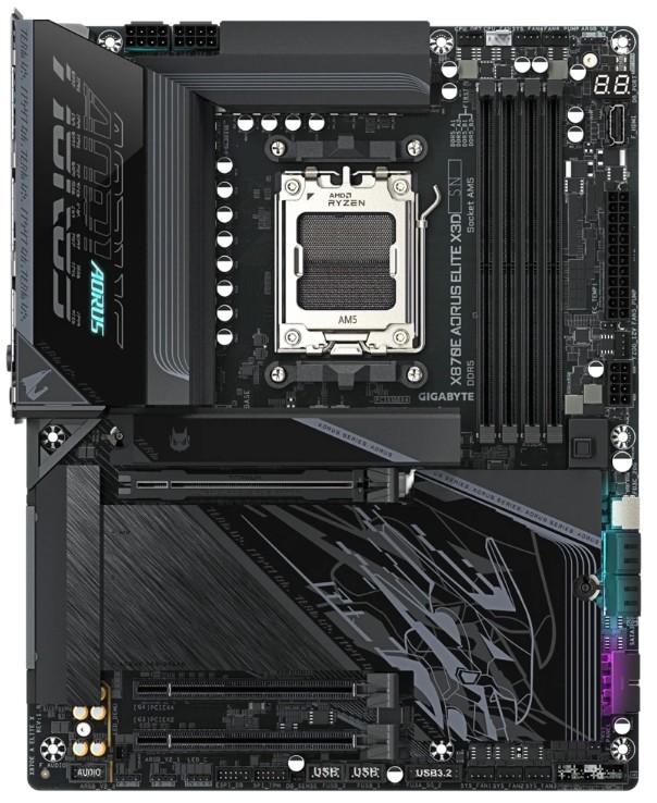 

Материнская плата ATX GIGABYTE X870E AORUS ELITE X3D (AM5, AMD X870E, 4*DDR5, 4*M.2, 3*PCIe, 4*SATA, WiFi, BT, 8*USB 3.2, 2*USB Type-C, HDMI), X870E AORUS ELITE X3D